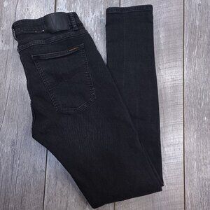 Nudie Jeans Mens 34x34 Worn Black Skinny Lin Mid Rise Denim Hipster Pants